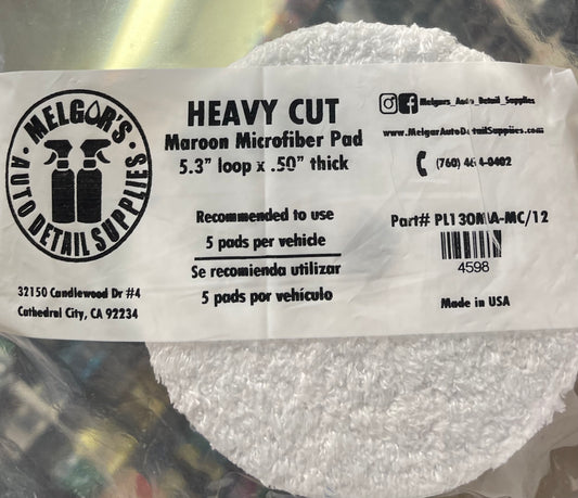 HEAVY CUT Maroon Microfiber Pad 5.3” loop X .50” thick